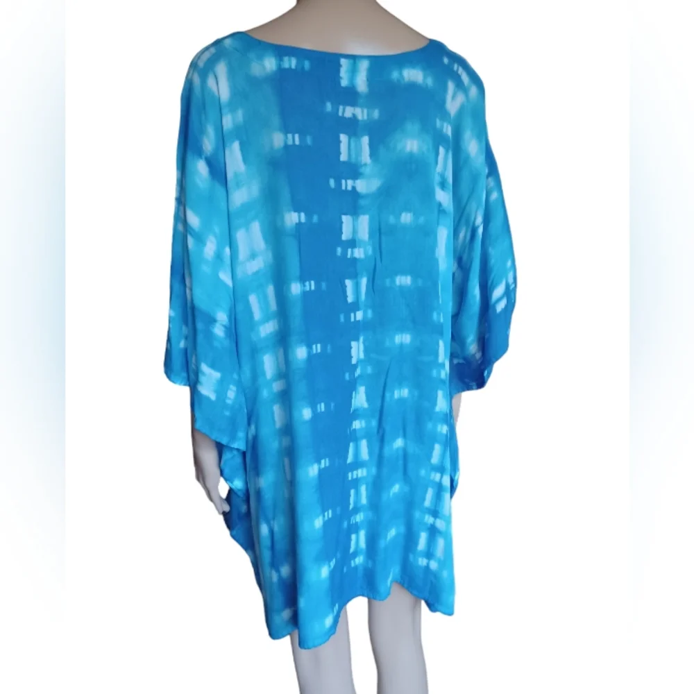 Womens Wearable Art Hand Dyed Bohemian Poncho Tunic Top Oversized Size Small - Picture 4 of 8